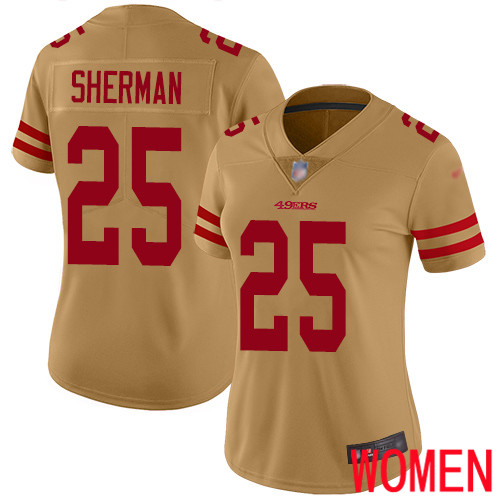 San Francisco 49ers Limited Gold Women Richard Sherman NFL Jersey 25 Inverted Legend